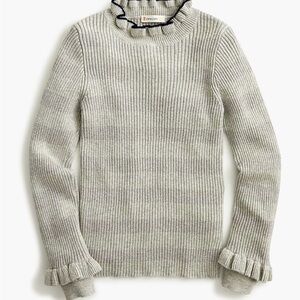 Crewcuts Light Gray Ruffled Turtleneck Sweater